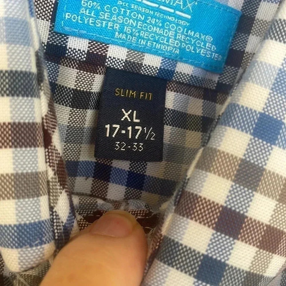 Stafford Plaid Coolmax Slimfit Long Sleeved Button Down Dress Shirt - Picture 3 of 8